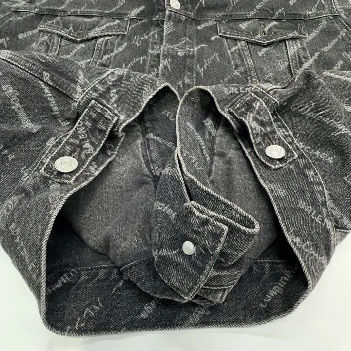 Balenciaga Balenciaga Black Logo Print Denim Jacket 0079 Size US S / EU 44-46 / 1 - 9 Thumbnail