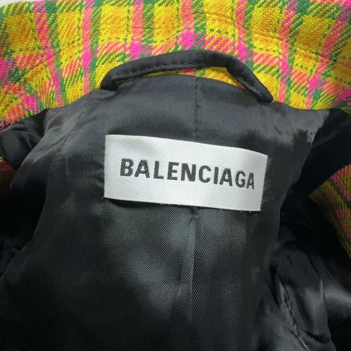 Balenciaga Balenciaga Classic Yellow Check Coat 0079 Size S / US 4 / IT 40 - 5 Thumbnail