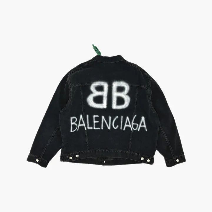 Balenciaga Balenciaga Black Graphic Long Sleeve Denim Jacket 0079 Size US S / EU 44-46 / 1 - 3 Thumbnail