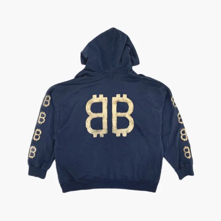 Balenciaga Balenciaga Navy Logo Hoodie for Men and Women 0079 Size US L / EU 52-54 / 3 - 3 Thumbnail