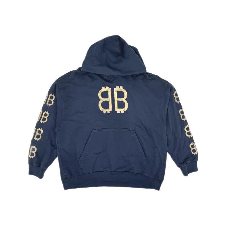 Balenciaga Balenciaga Navy Logo Hoodie for Men and Women 0079 Size US L / EU 52-54 / 3 - 2 Thumbnail