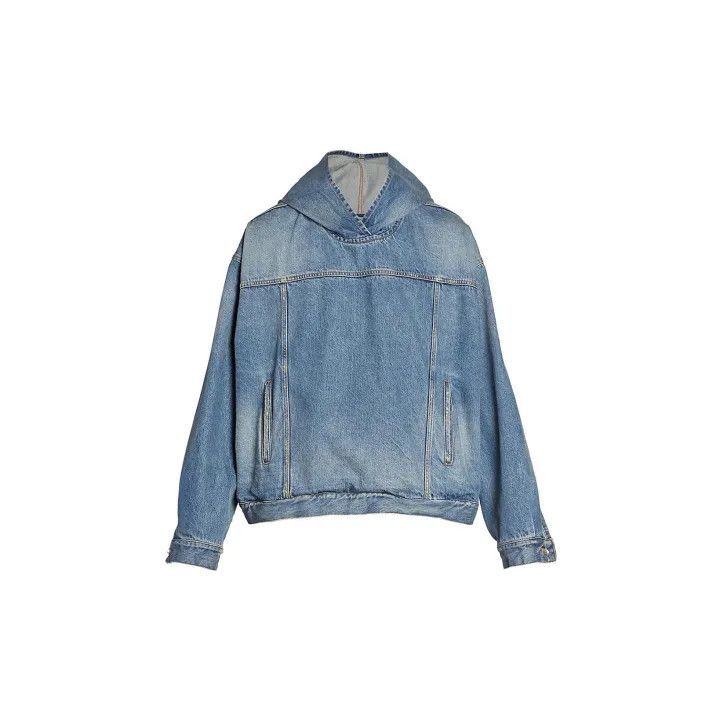 Balenciaga Balenciaga Blue Long Sleeve Denim Hoodie 0079 Size US S / EU 44-46 / 1 - 2 Thumbnail