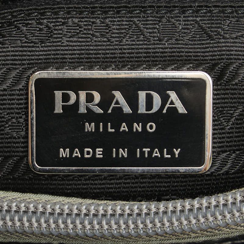 Prada Prada Prada Triangle Logo Plate Nylon Leather Tote Bag Leather Tote Bag B8851 Size ONE SIZE - 9 Thumbnail