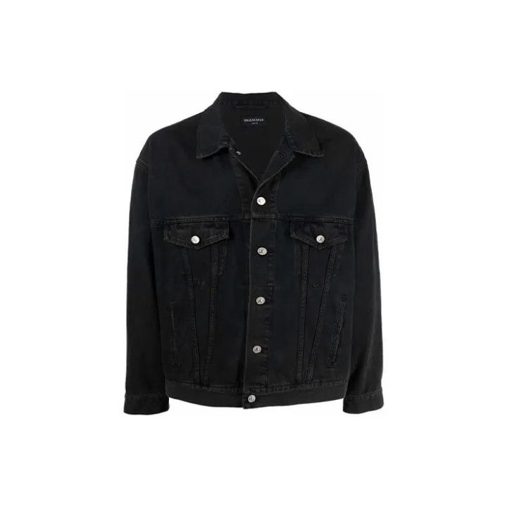 Balenciaga Balenciaga Spray Effect Logo Denim Jacket 0079 Size US S / EU 44-46 / 1 - 2 Thumbnail