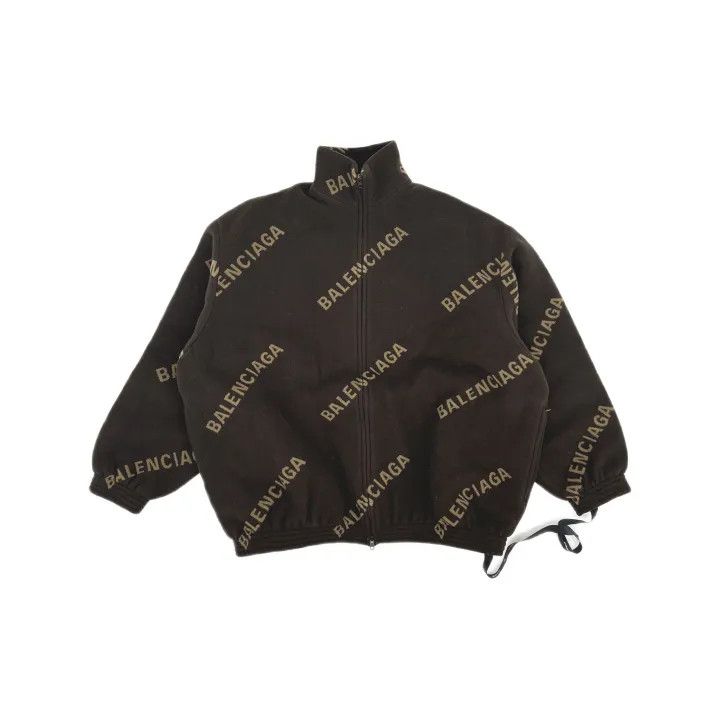Balenciaga Balenciaga Brown Logo Print Zip Jacket for Men 0079 Size US M / EU 48-50 / 2 - 2 Thumbnail