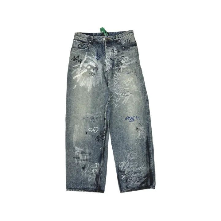 Balenciaga Balenciaga Printed Denim Pants for Men and Women 0079 Size US 26 / EU 42 - 2 Thumbnail