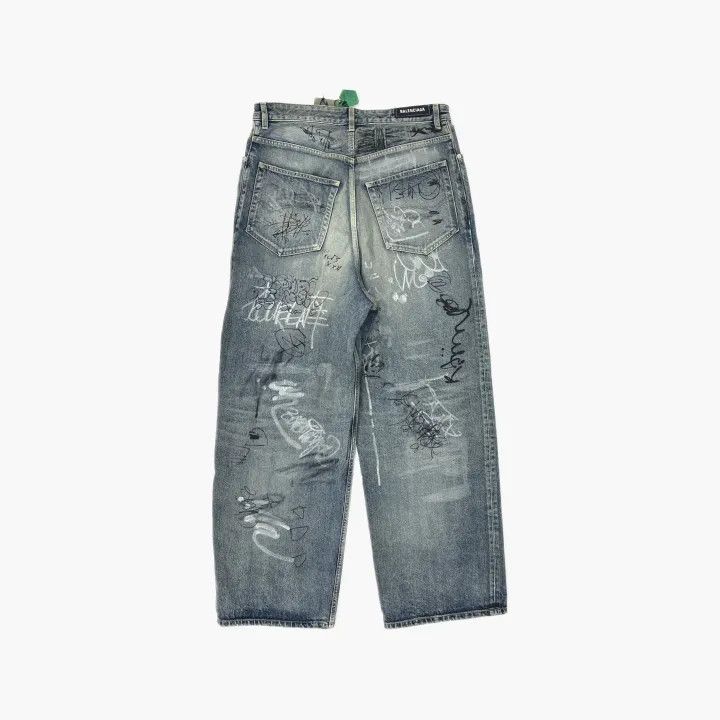 Balenciaga Balenciaga Printed Denim Pants for Men and Women 0079 Size US 26 / EU 42 - 3 Thumbnail