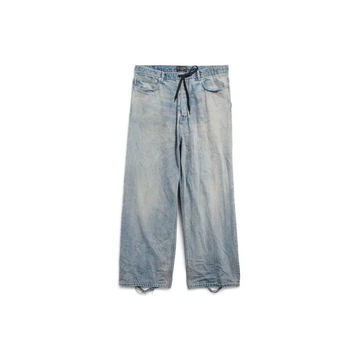 Balenciaga Balenciaga SS24 Drawstring Logo Patch Denim Pants 0079 Size US 26 / EU 42 - 2 Thumbnail