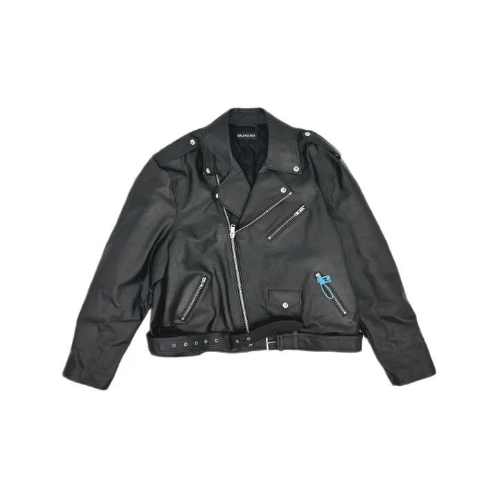 Balenciaga Balenciaga Logo Printed Biker Jacket Unisex Black 0079 Size US L / EU 52-54 / 3 - 2 Thumbnail