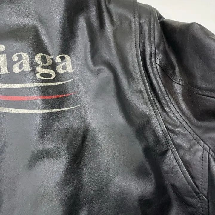 Balenciaga Balenciaga Logo Printed Biker Jacket Unisex Black 0079 Size US L / EU 52-54 / 3 - 11 Thumbnail