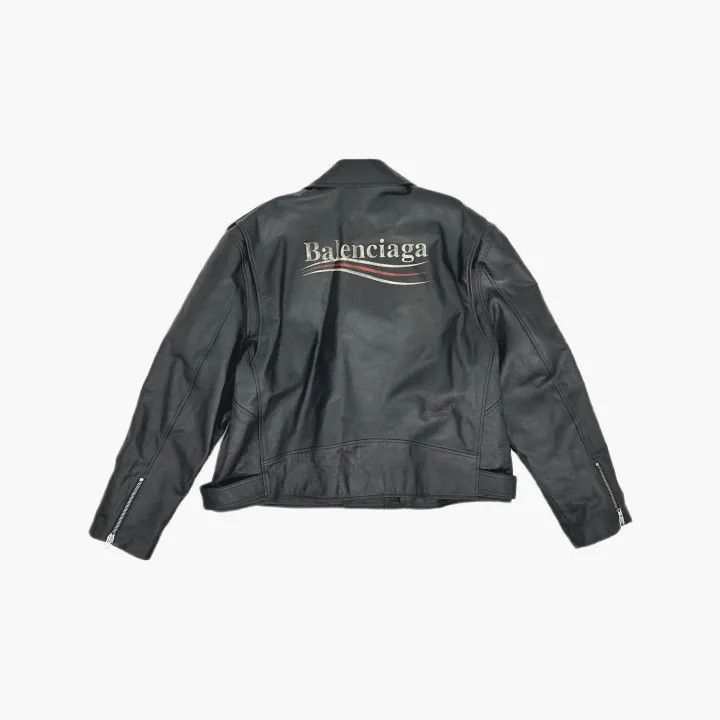 Balenciaga Balenciaga Logo Printed Biker Jacket Unisex Black 0079 Size US L / EU 52-54 / 3 - 3 Thumbnail