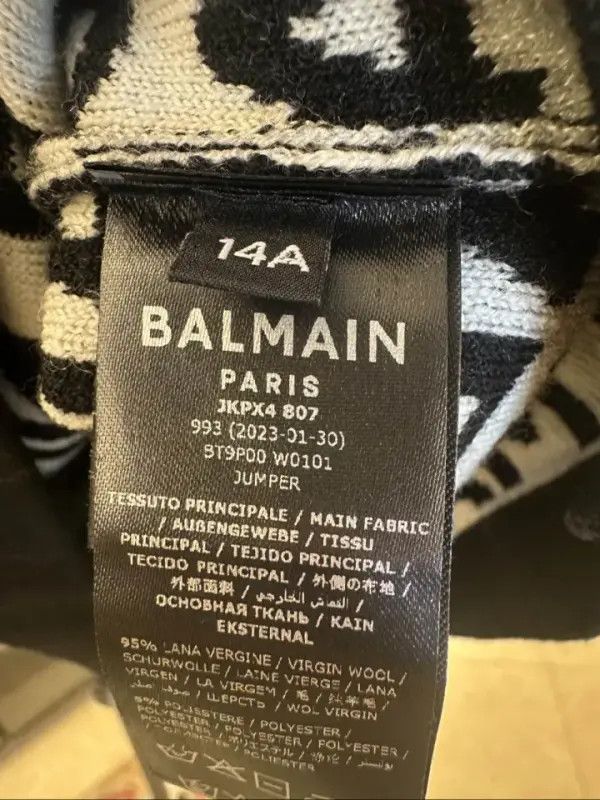 Balmain Balmain Color Block Logo Print Long Sleeve Sweater 0079 Size US L / EU 52-54 / 3 - 6 Thumbnail