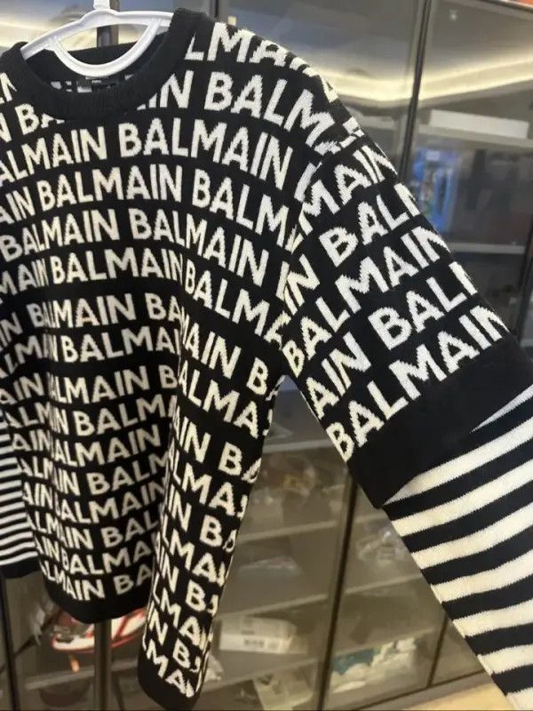 Balmain Balmain Color Block Logo Print Long Sleeve Sweater 0079 Size US L / EU 52-54 / 3 - 5 Thumbnail