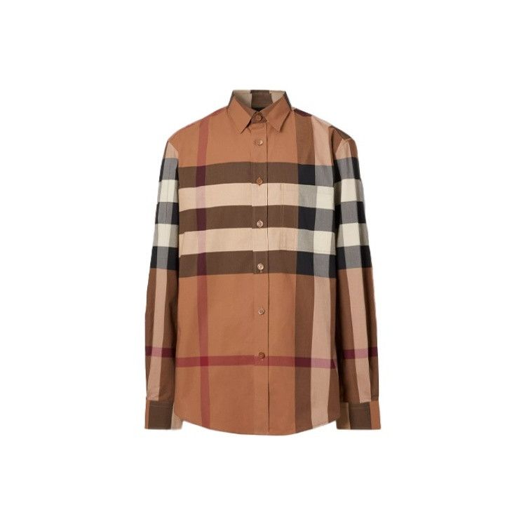 Burberry Burberry Brown Check Cotton Long Sleeve Shirt 0079 Size US M / EU 48-50 / 2 - 8 Thumbnail