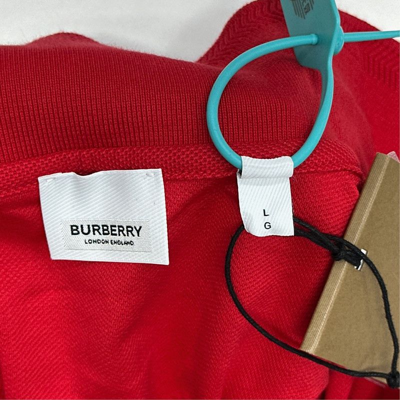 Burberry Burberry Red Logo Short Sleeve Polo Shirt 0079 Size US L / EU 52-54 / 3 - 3 Thumbnail