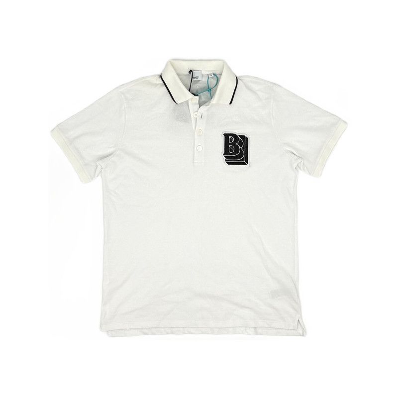 Burberry Burberry White Letter Pattern Polo Shirt 0079 Size US XL / EU 56 / 4 - 2 Thumbnail