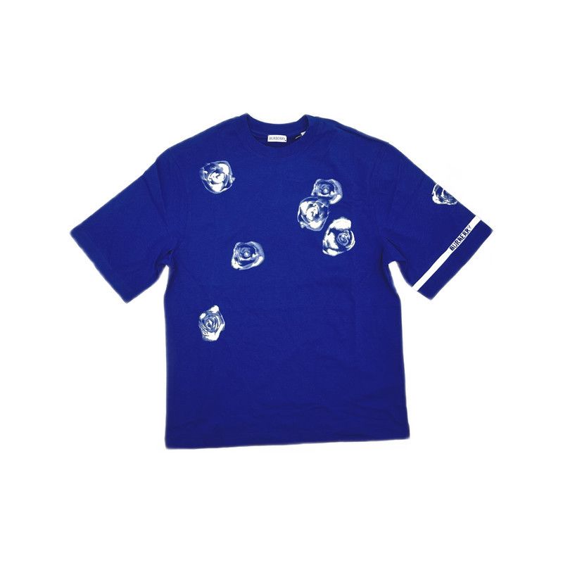 Burberry Burberry Floral Print Blue Short Sleeve T-Shirt 0079 Size US S / EU 44-46 / 1 - 5 Thumbnail