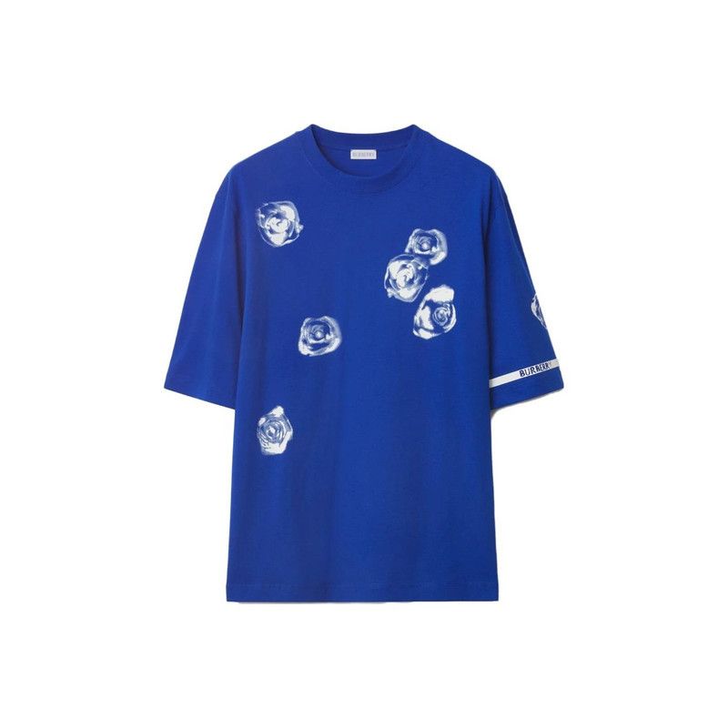 Burberry Burberry Floral Print Blue Short Sleeve T-Shirt 0079 Size US S / EU 44-46 / 1 - 2 Thumbnail