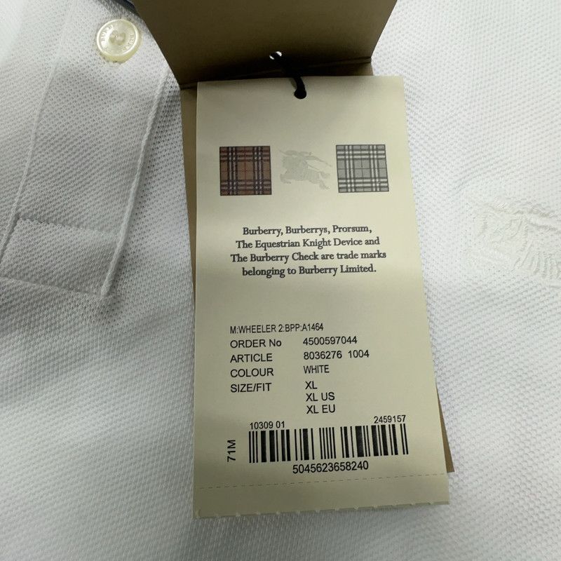 Burberry Burberry SS22 White Short Sleeve Polo Shirt 0079 Size US XL / EU 56 / 4 - 11 Thumbnail