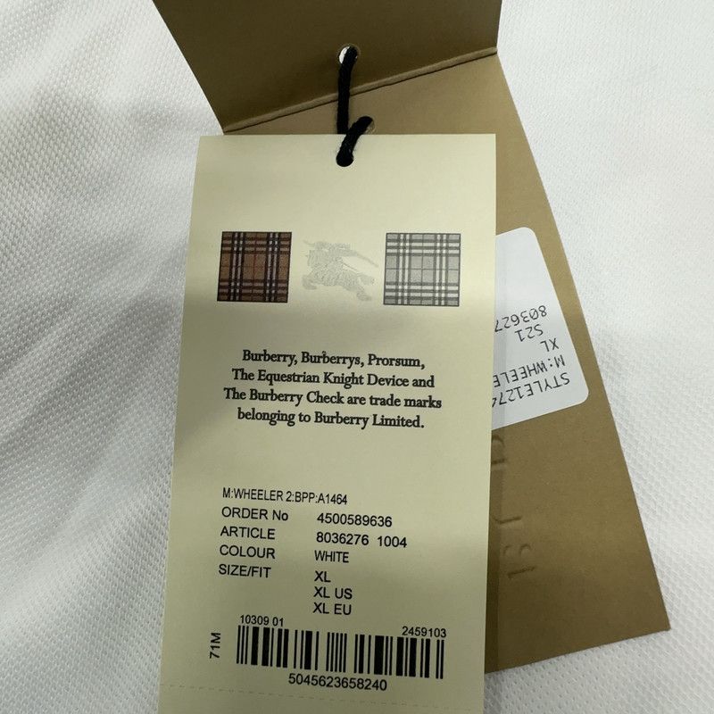 Burberry Burberry SS22 Solid White Short Sleeve Polo 0079 Size US XL / EU 56 / 4 - 2 Thumbnail