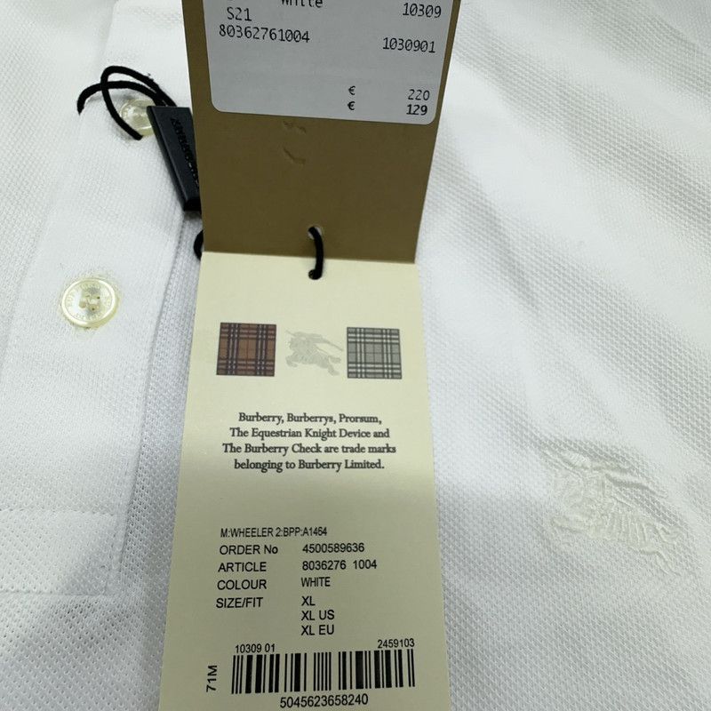 Burberry Burberry SS22 White Polo Shirt for Men 0079 Size US XL / EU 56 / 4 - 3 Thumbnail