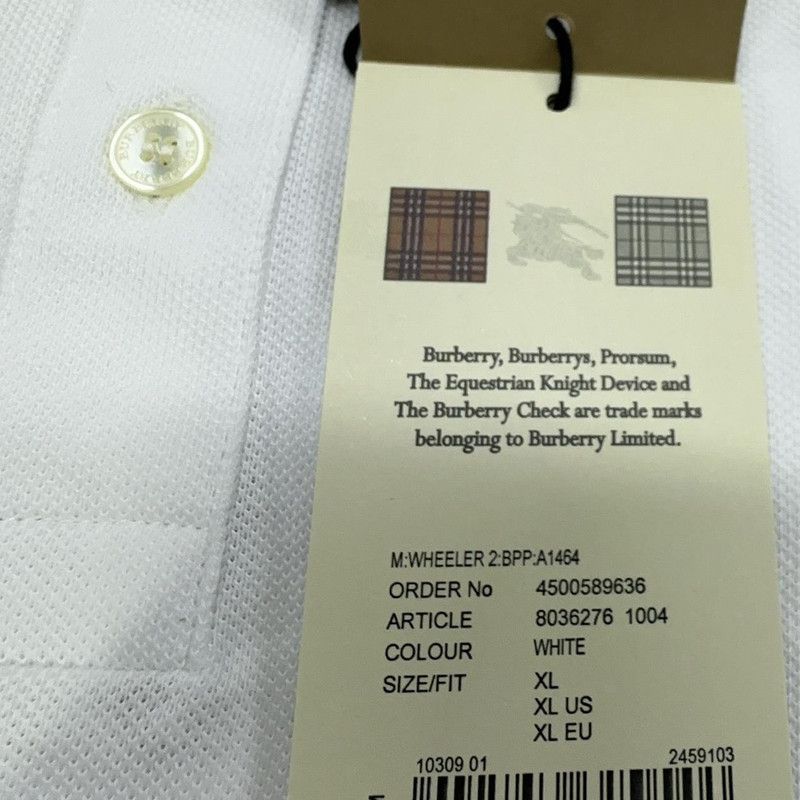 Burberry Burberry SS22 White Polo Shirt for Men 0079 Size US XL / EU 56 / 4 - 9 Thumbnail
