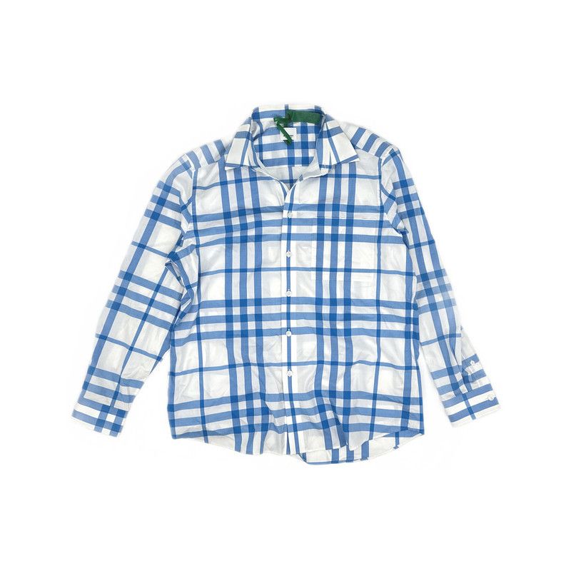 Burberry Burberry Blue Check Long Sleeve Shirt 0079 Size US XL / EU 56 / 4 - 8 Thumbnail