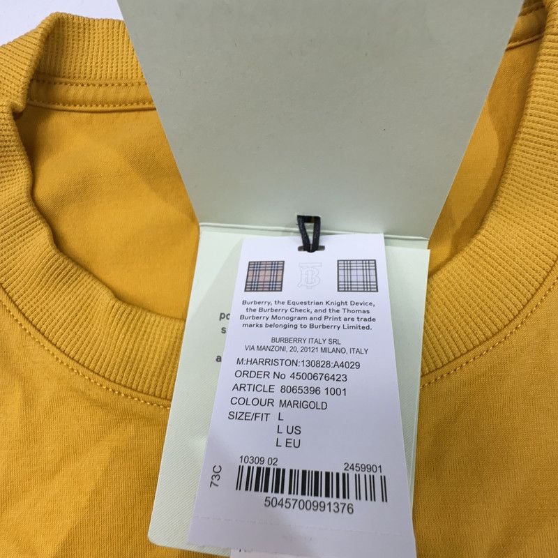 Burberry Burberry Yellow Logo Print Short Sleeve T-Shirt 0079 Size US L / EU 52-54 / 3 - 4 Thumbnail