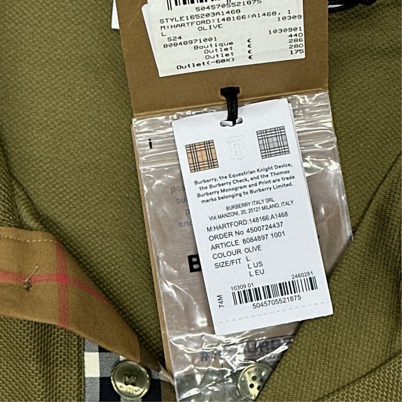 Burberry Burberry Military Green Short Sleeve Polo Shirt 0079 Size US L / EU 52-54 / 3 - 3 Thumbnail