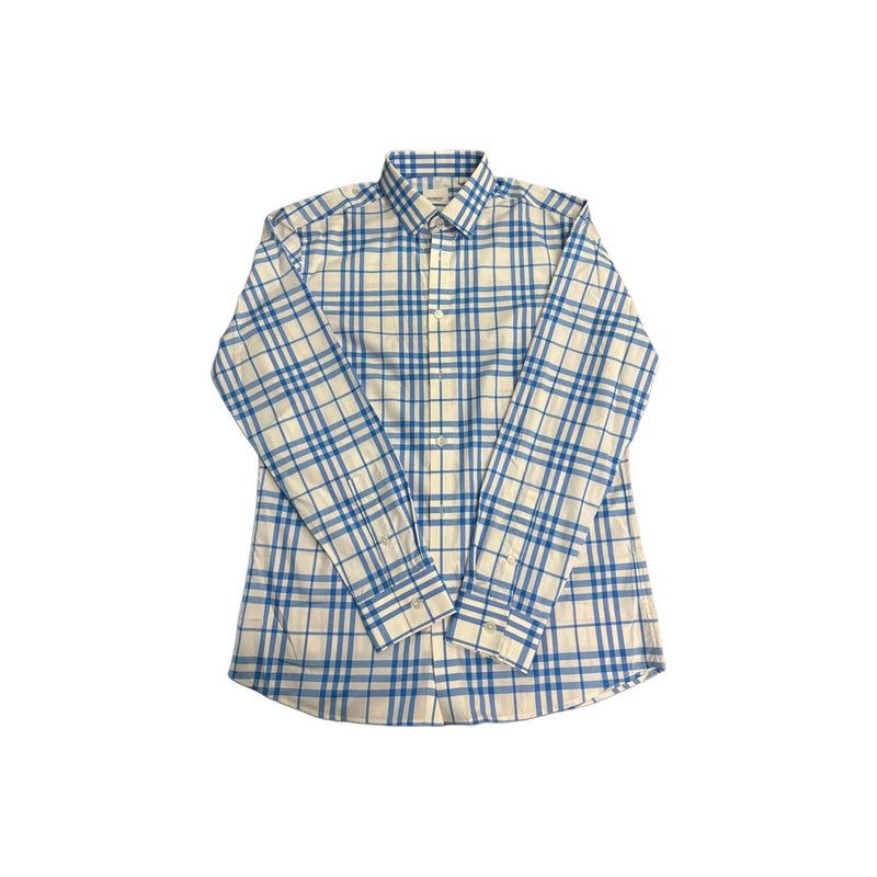 Burberry Burberry Blue Check Long Sleeve Shirt 0079 Size US XL / EU 56 / 4 - 4 Thumbnail