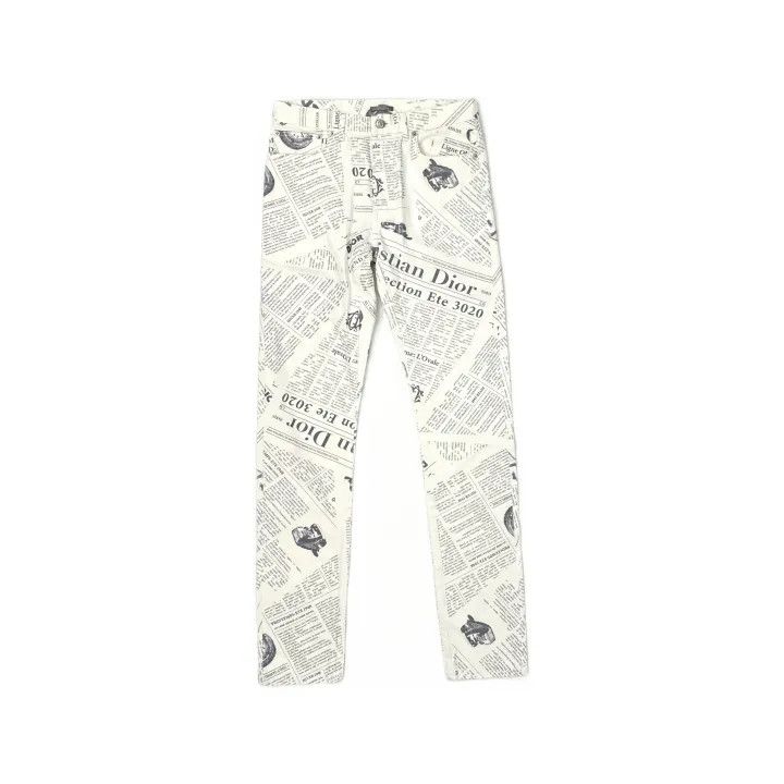 Dior Dior Printed White Denim Pants Unisex 0079 Size US 28 / EU 44 - 2 Thumbnail