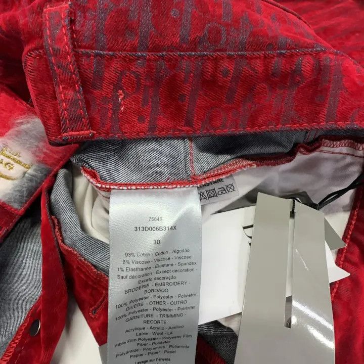 Dior Dior Red High-Waisted Cartoon Embroidered Jeans 0079 Size US 30 / EU 46 - 4 Thumbnail