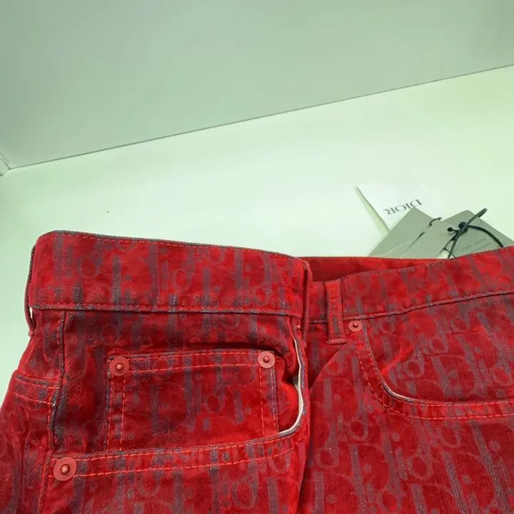 Dior Dior Red High-Waisted Cartoon Embroidered Jeans 0079 Size US 30 / EU 46 - 10 Thumbnail