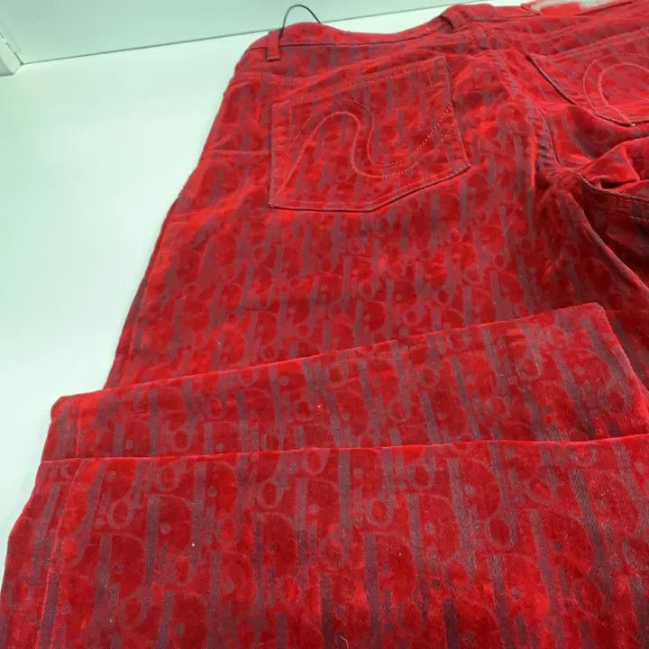 Dior Dior Red High-Waisted Cartoon Embroidered Jeans 0079 Size US 30 / EU 46 - 8 Thumbnail