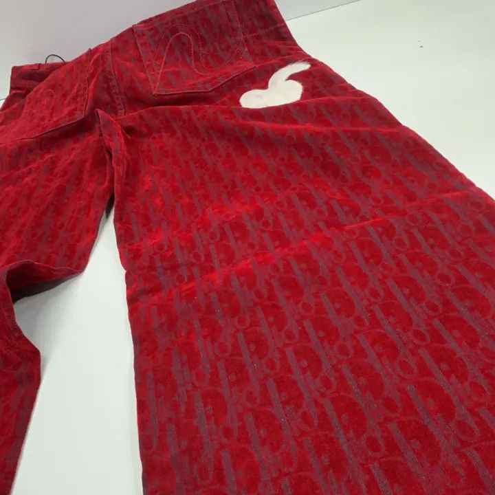 Dior Dior Red High-Waisted Cartoon Embroidered Jeans 0079 Size US 30 / EU 46 - 9 Thumbnail