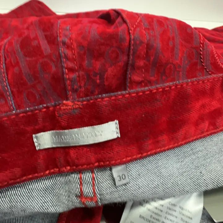 Dior Dior Red High-Waisted Cartoon Embroidered Jeans 0079 Size US 30 / EU 46 - 5 Thumbnail