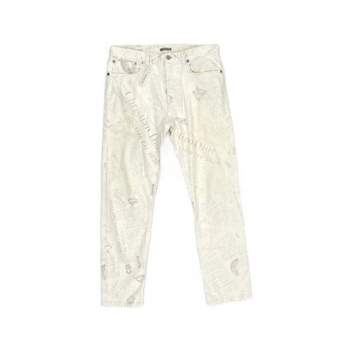 Dior Dior White Graphic Print Jeans 0079 Size US 31 - 2 Thumbnail