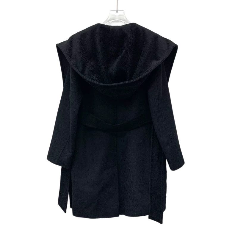 Max Mara Maxmara Black Hooded Belted Coat Size XS Size XS / US 0-2 / IT 36-38 - 2 Thumbnail