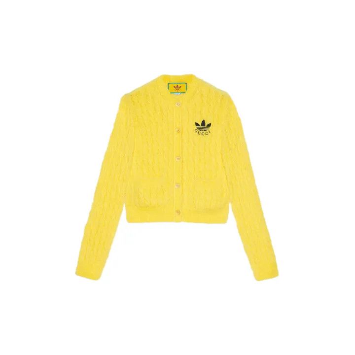 Gucci Gucci x Adidas Yellow Embroidered Knit Cardigan Size L / US 10 / IT 46 - 2 Thumbnail