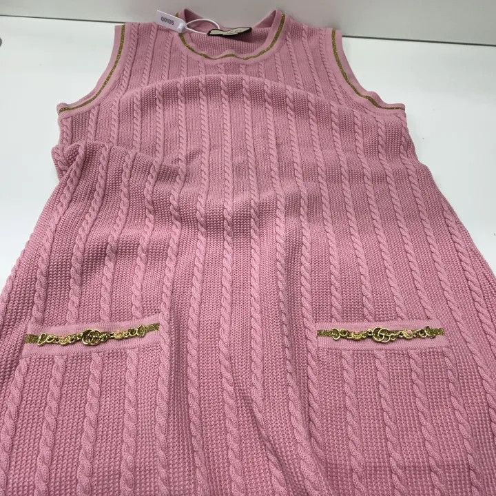 Gucci Gucci Pink A-line Dress with Double G Chain Size S / US 4 / IT 40 - 7 Thumbnail