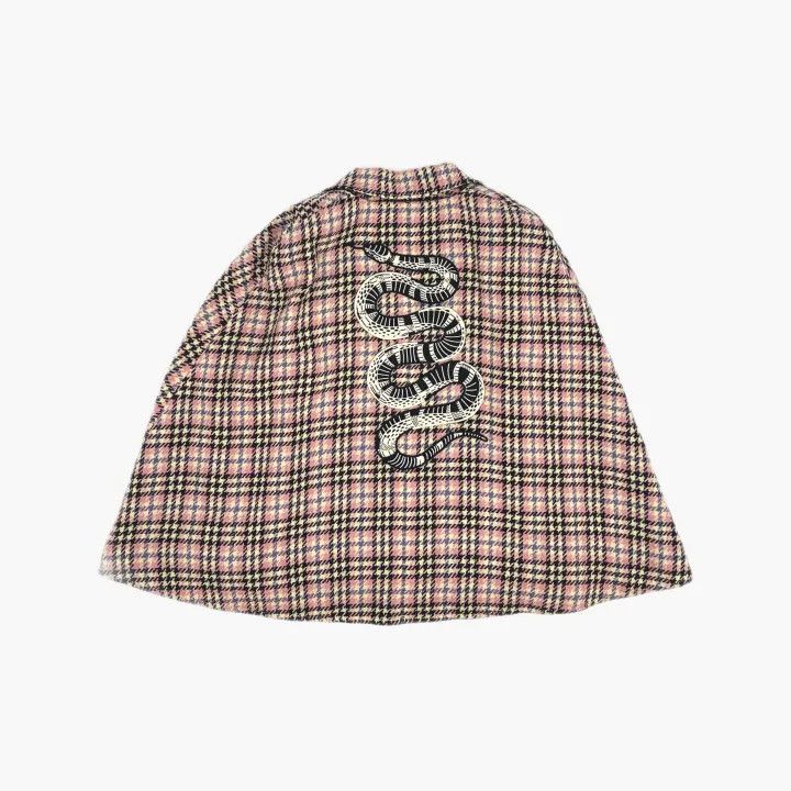 Gucci Gucci Pink Houndstooth Wool Cape Jacket Size S / US 4 / IT 40 - 3 Thumbnail