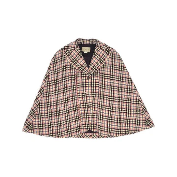 Gucci Gucci Pink Houndstooth Wool Cape Jacket Size S / US 4 / IT 40 - 2 Thumbnail