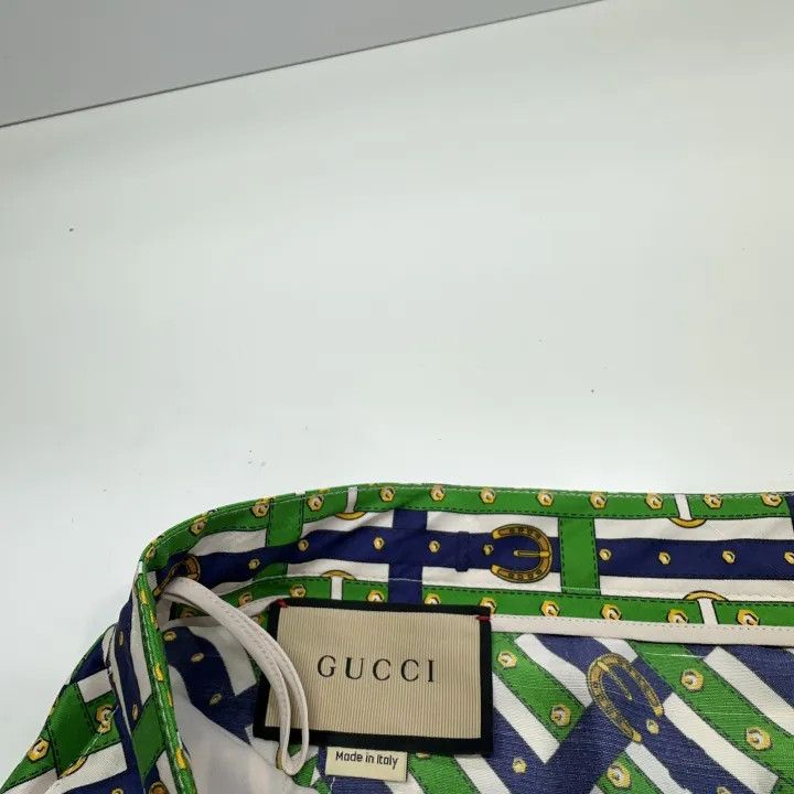 Gucci Gucci Green Patterned Silk Long Skirt Size M / US 6-8 / IT 42-44 - 4 Thumbnail