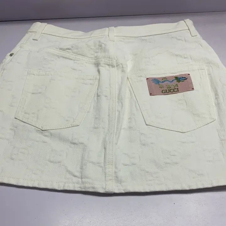 Gucci GUCCI White GG Jacquard Denim Skirt Size 40" / US 18 - 7 Thumbnail