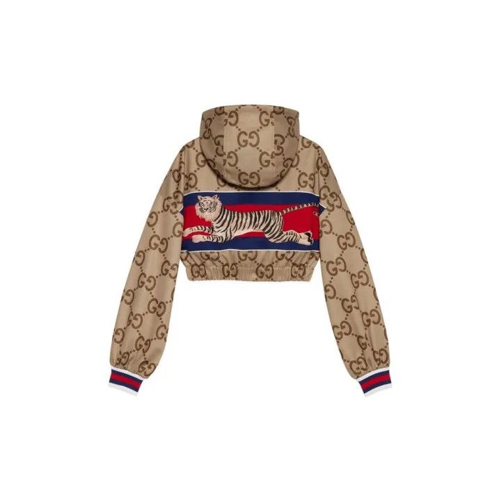 Gucci Gucci SS22 Tiger Print Cropped Hoodie Size M / US 6-8 / IT 42-44 - 2 Thumbnail