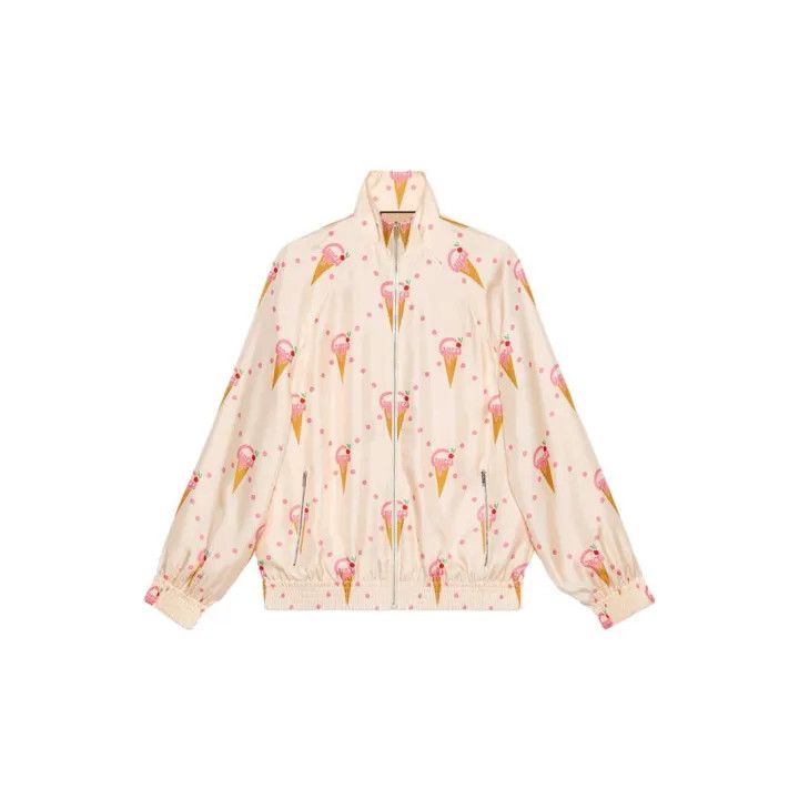 Gucci GUCCI Ice Cream Pattern Silk Zip Jacket Size S / US 4 / IT 40 - 2 Thumbnail