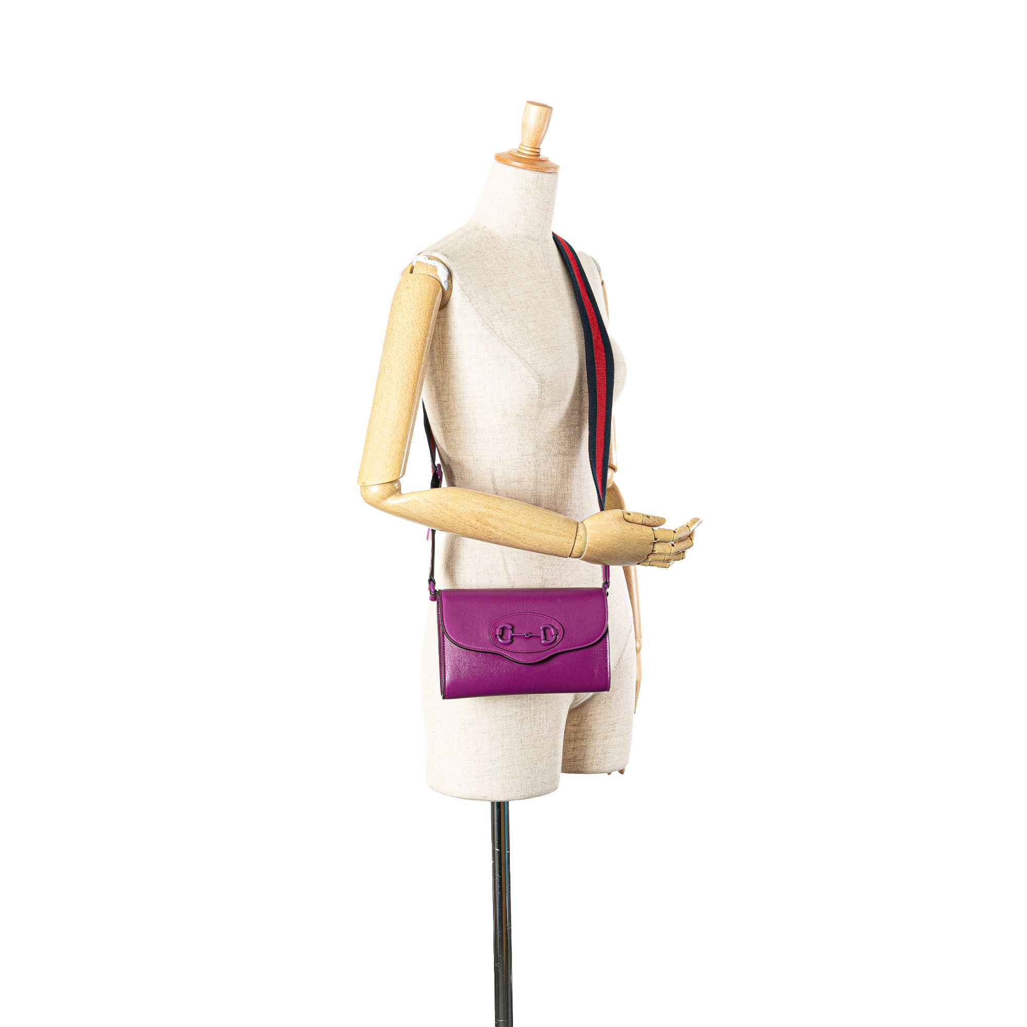 Gucci Gucci Mini Leather Horsebit 1955 Web Crossbody Size ONE SIZE - 13 Thumbnail