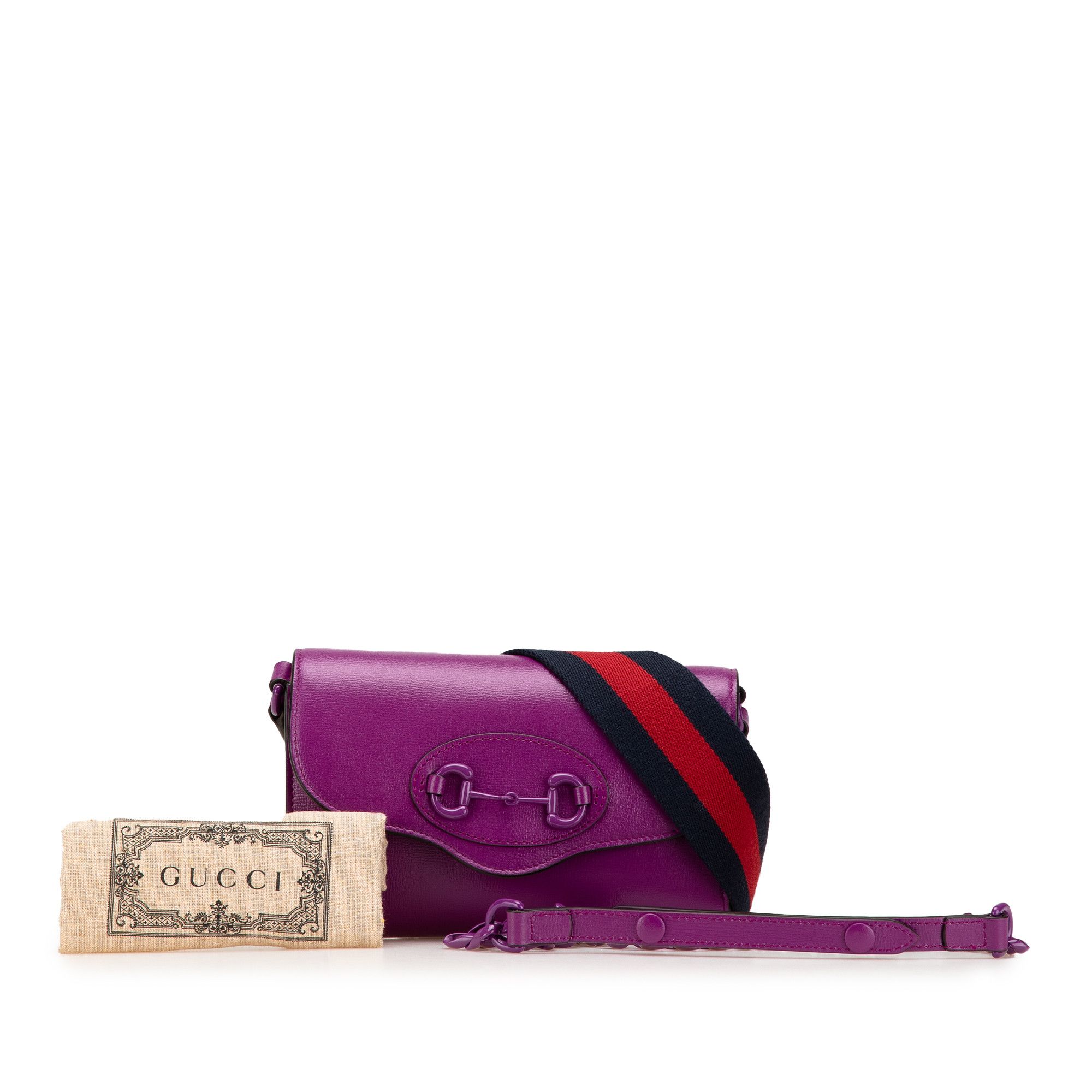 Gucci Gucci Mini Leather Horsebit 1955 Web Crossbody Size ONE SIZE - 14 Thumbnail