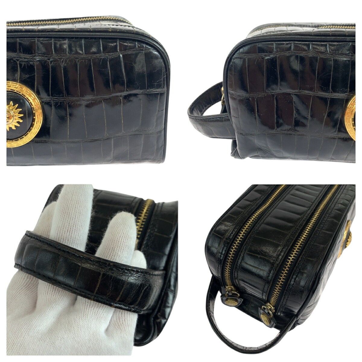 Versace Versace Versace Sunburst Embossed Leather Clutch Bag Leather Clutch Bag DUTY FREE for USA Size ONE SIZE - 6 Thumbnail