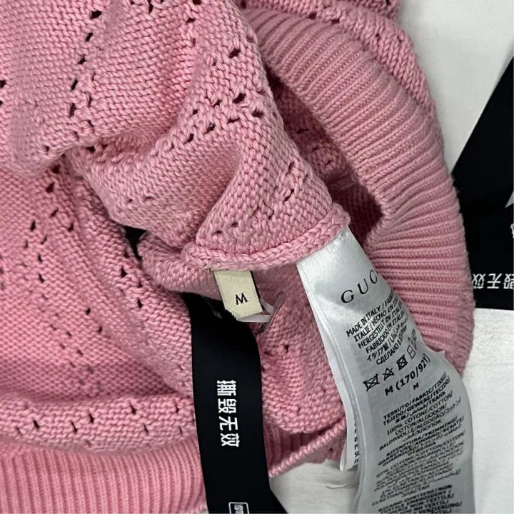 Gucci Gucci Pink Short Sleeve Knit Sweater Size M / US 6-8 / IT 42-44 - 3 Thumbnail